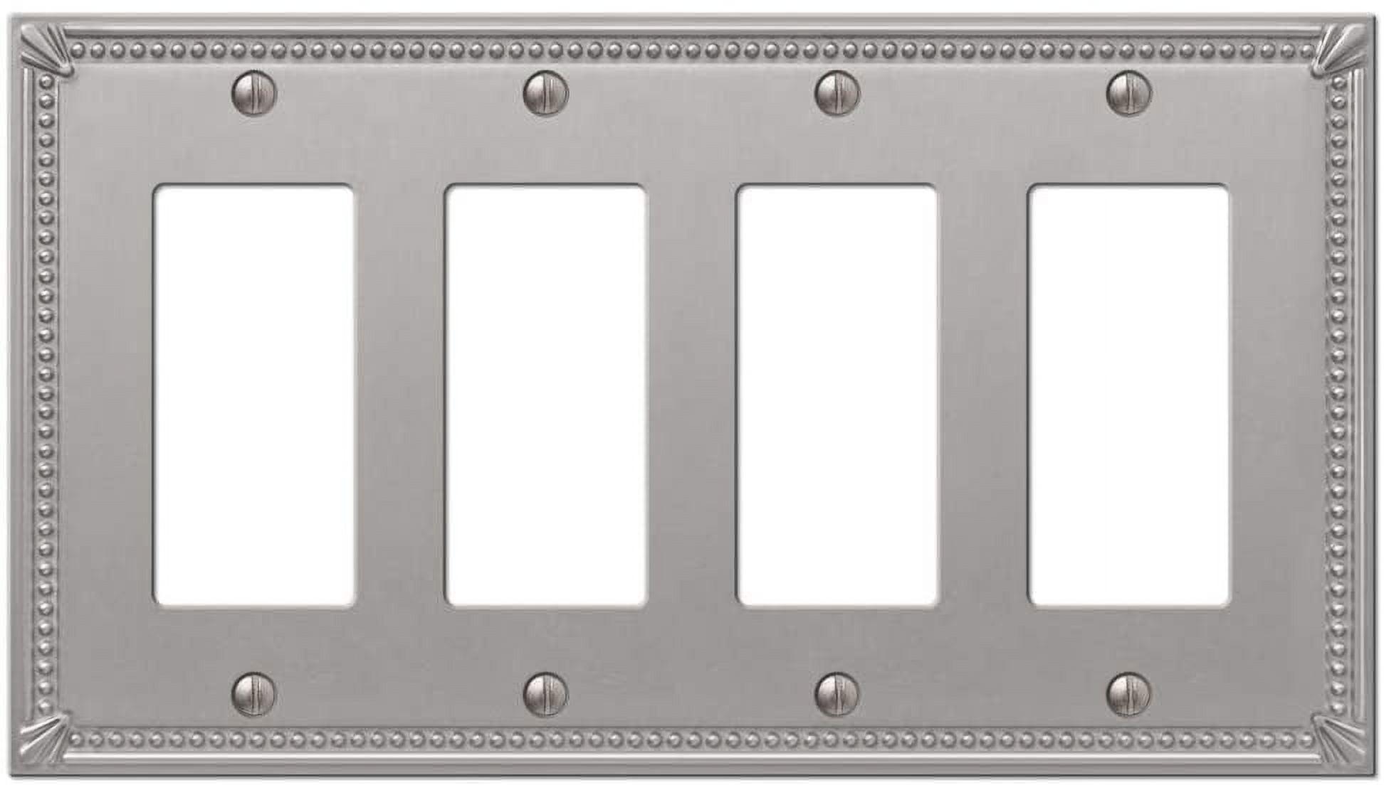 Brushed Nickel Quad Rocker Metal Wall Plate