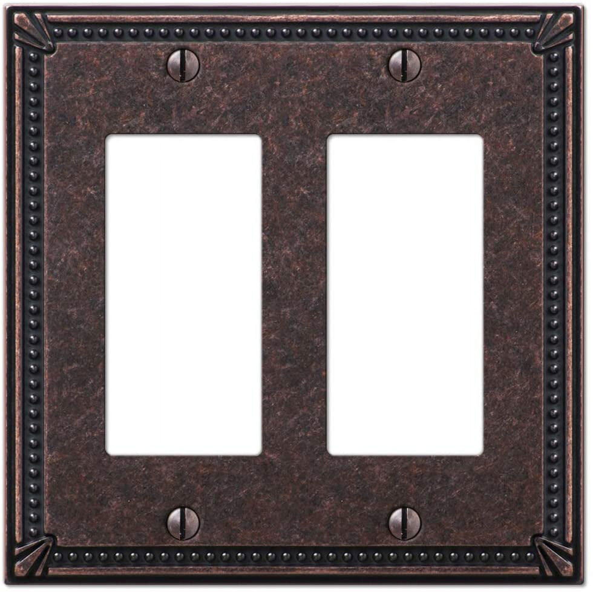 Aged Bronze 2-Gang Metal Decorator Wall Plate