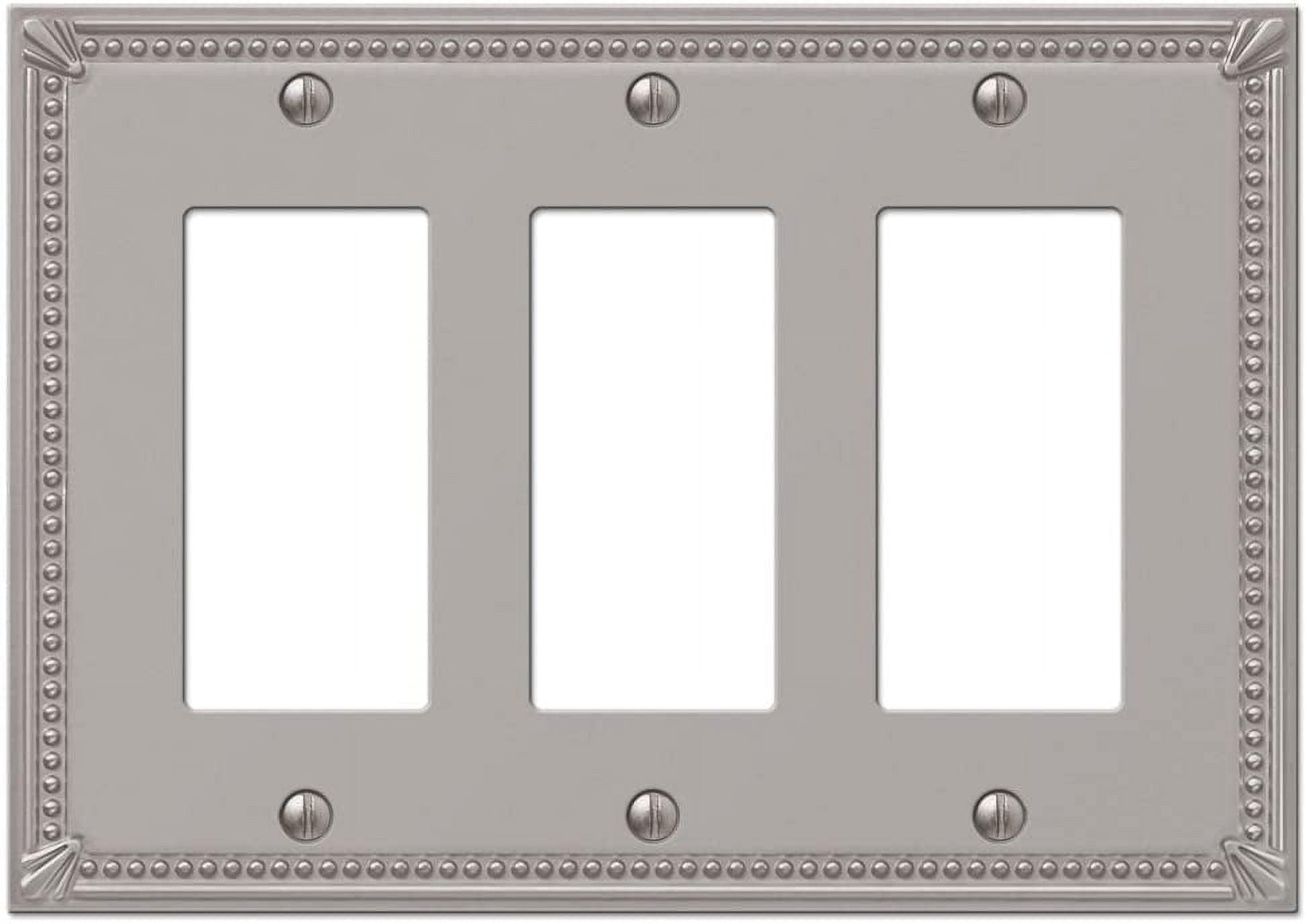 Brushed Nickel Triple Rocker Cast Metal Wallplate