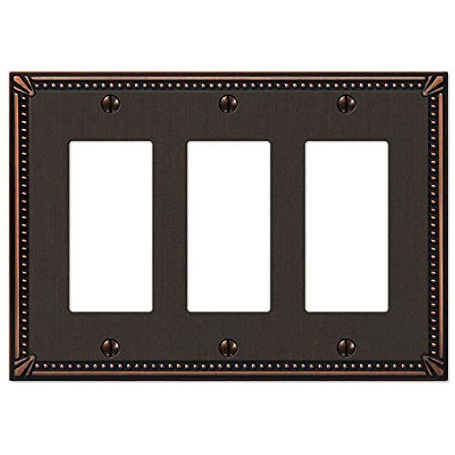 Aged Bronze Triple Rocker Cast Metal Wall Plate