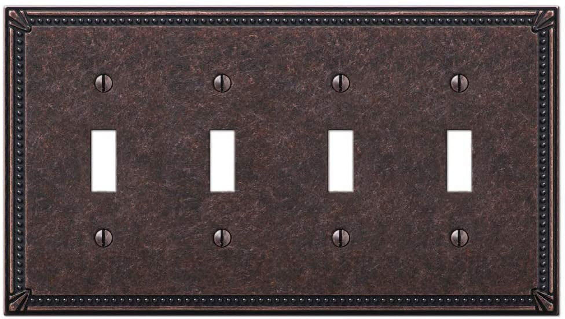 Aged Bronze 4-Gang Metal Toggle Wall Plate