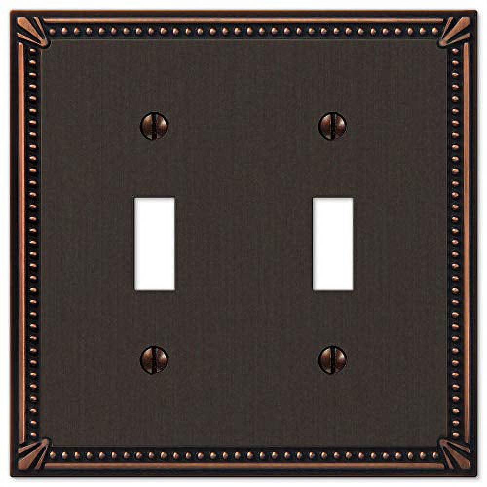 Aged Bronze 2-Gang Cast Metal Toggle Wall Plate