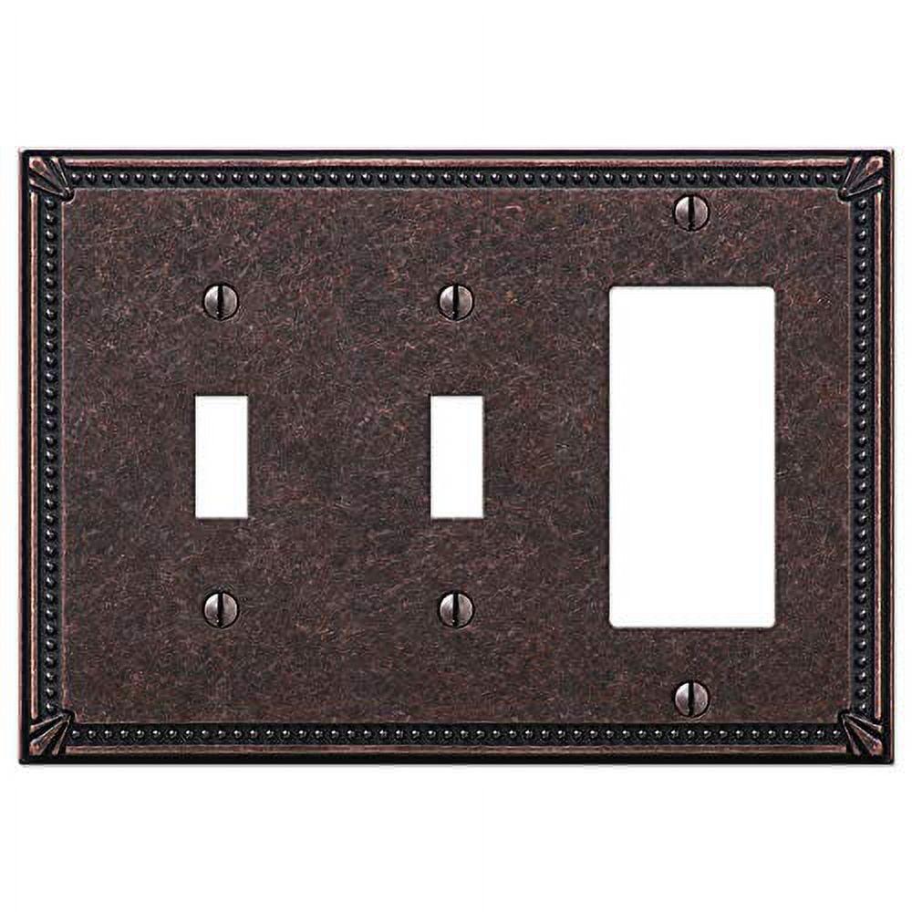 Aged Bronze 3-Gang Double Toggle and Rocker Wall Plate