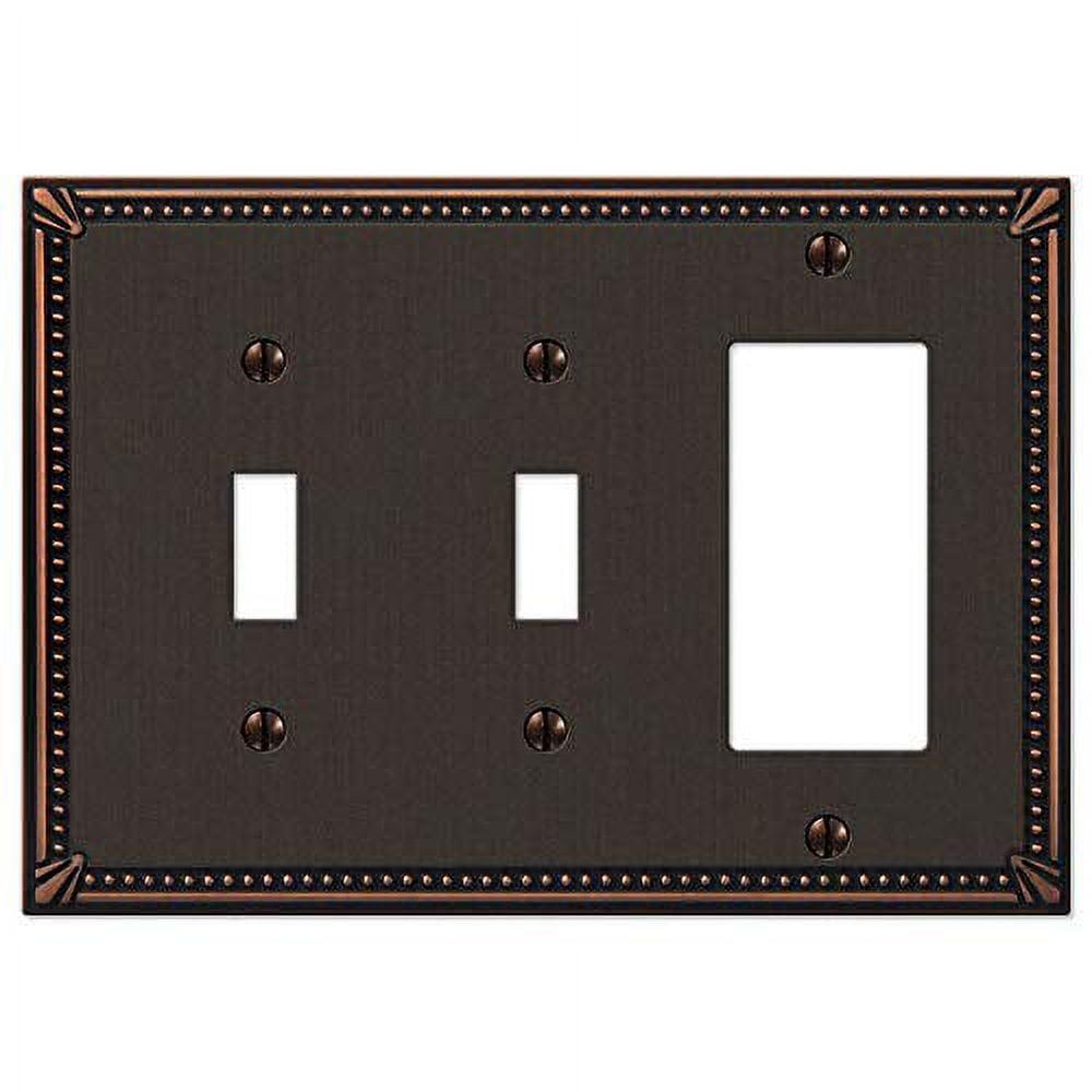 Aged Bronze Double Toggle Single Rocker Metal Wall Plate