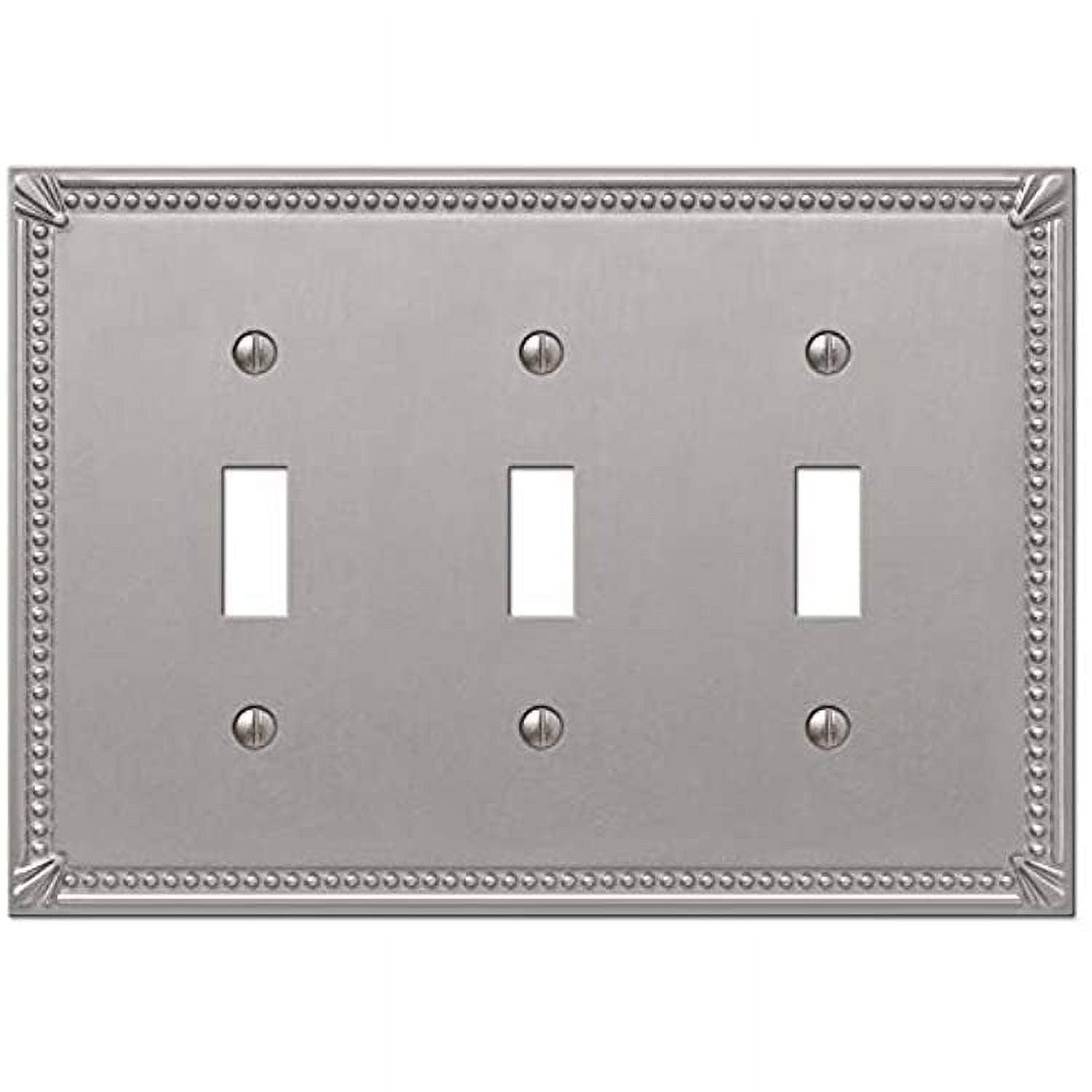 Amerelle Brushed Nickel 3-Gang Metal Toggle Wall Plate