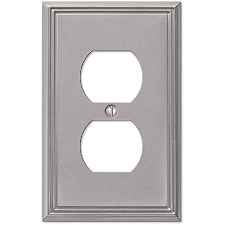 Amerelle Metro Brushed Nickel 1 gang Die-Cast Metal Duplex Wall Plate 1 pk