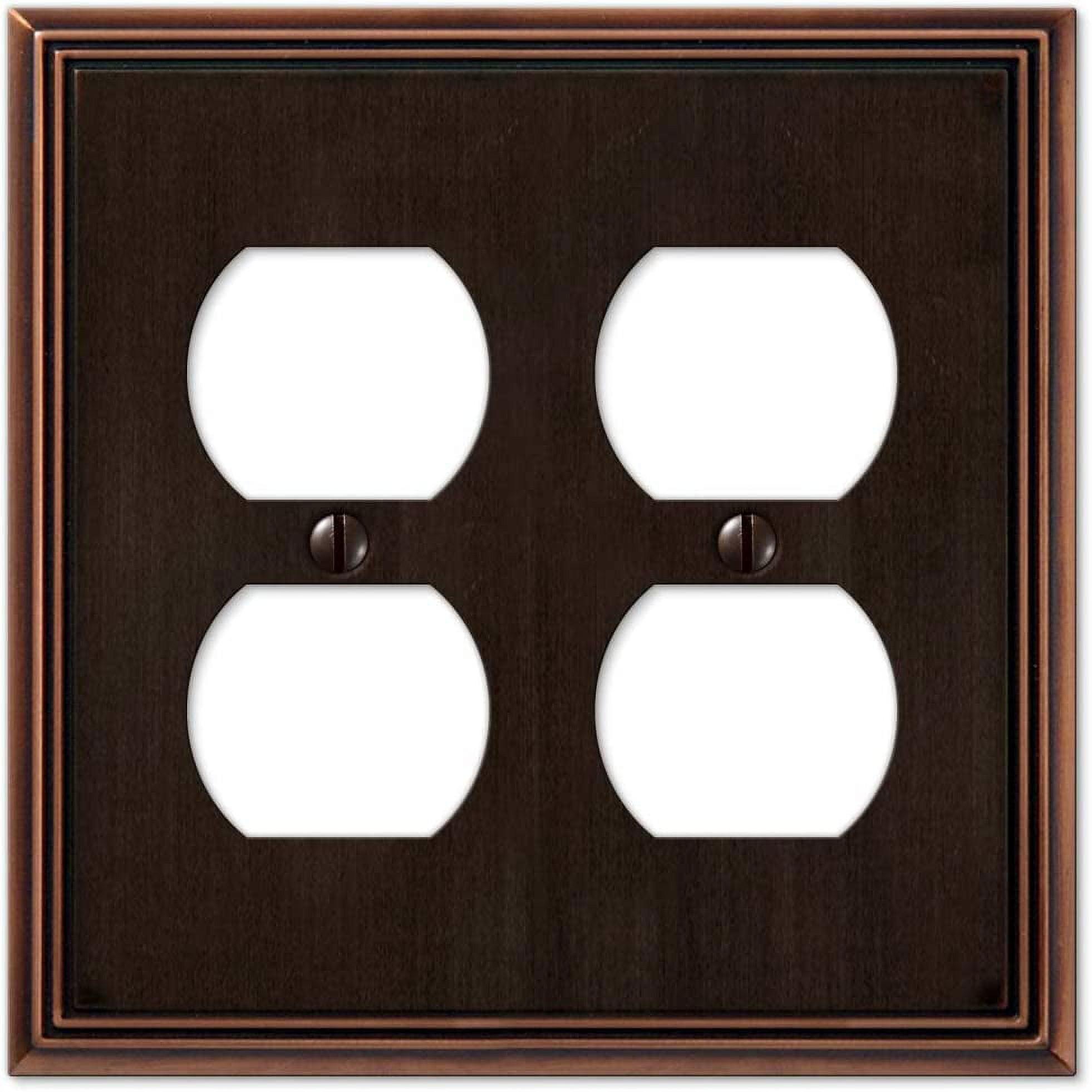 Aged Bronze 4-Gang Duplex Metal Wall Plate