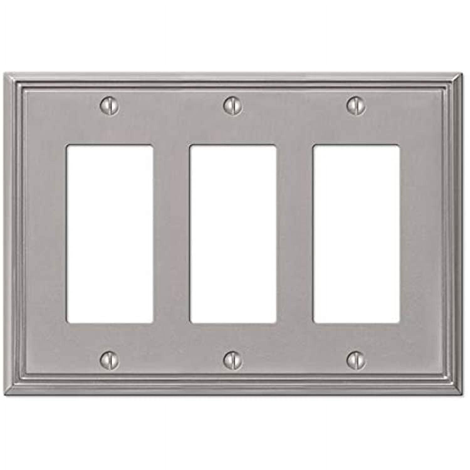 Brushed Nickel Triple Rocker Metal Wall Plate