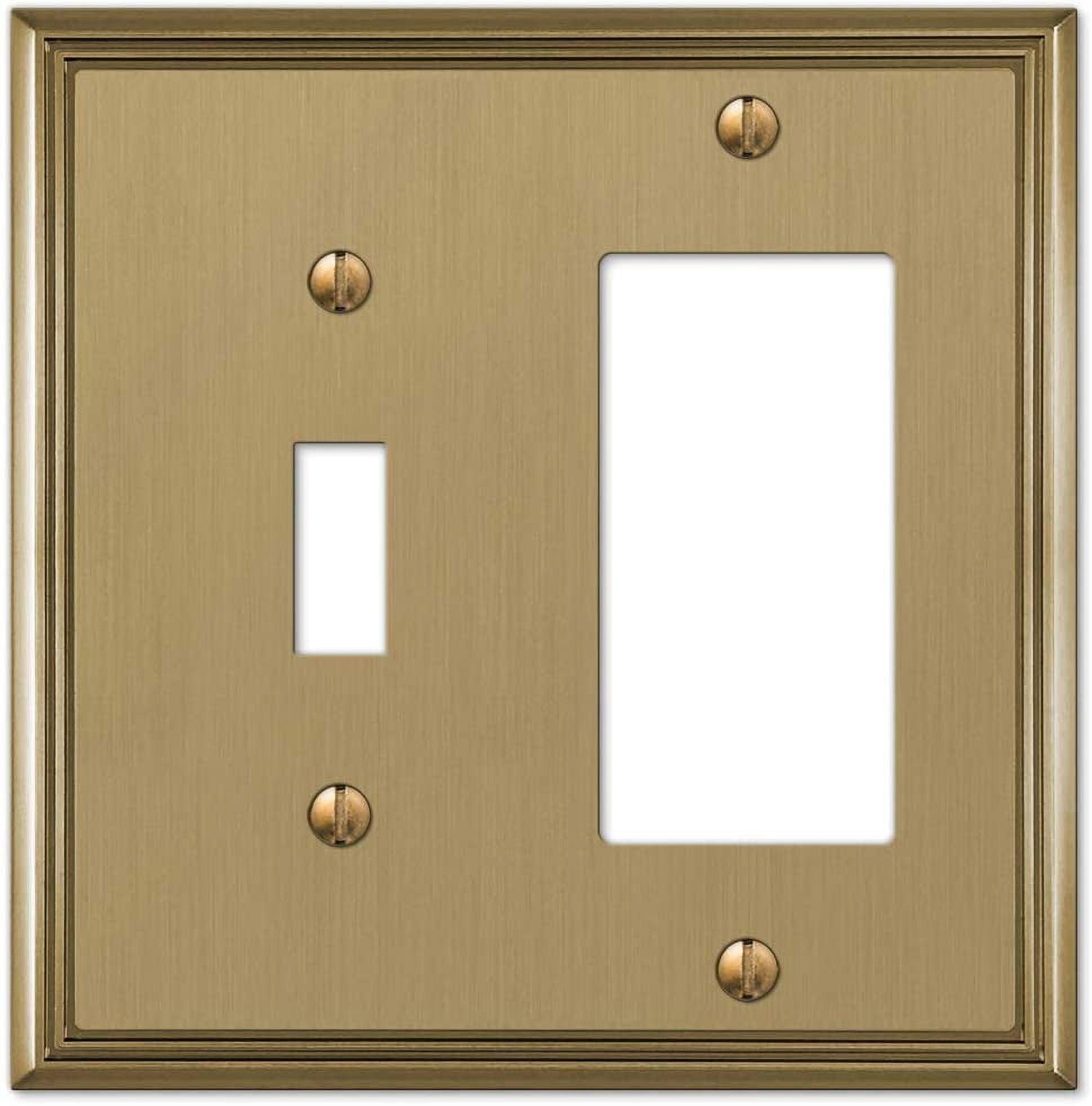 Brushed Bronze 2-Gang Metal Wall Plate with Toggle and Rocker