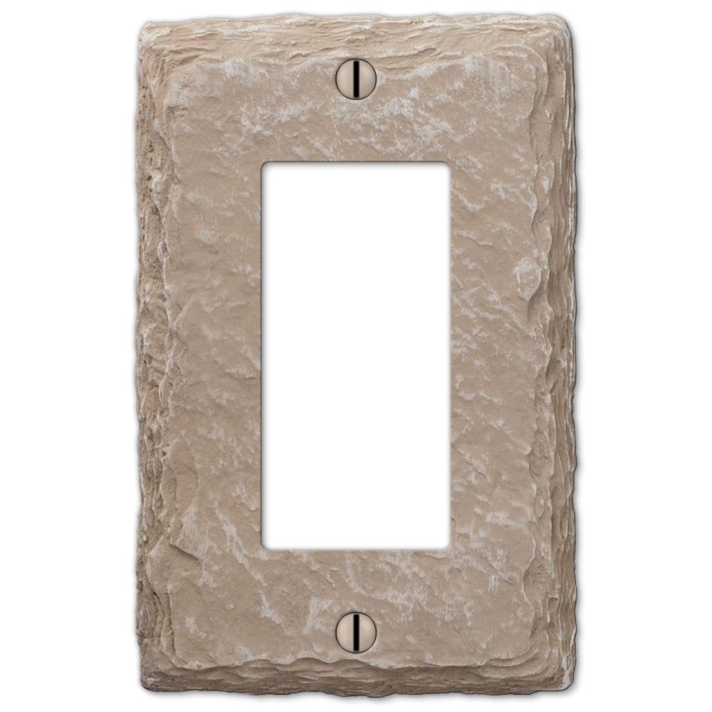 Almond Faux Slate Single Rocker Resin Wallplate