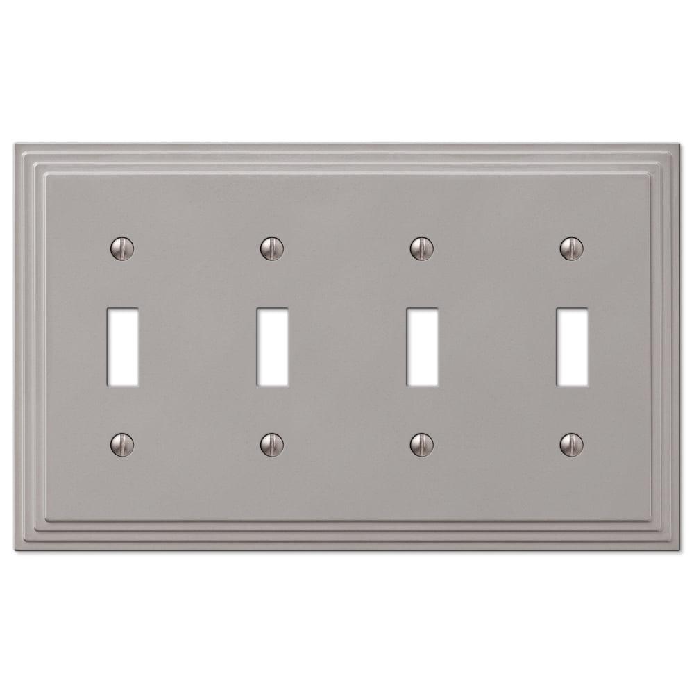 Satin Nickel Quad Toggle Cast Metal Wallplate