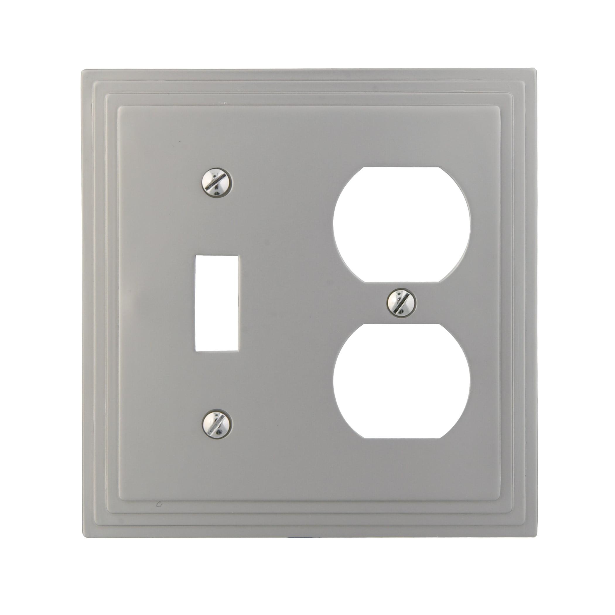 Satin Nickel 2-Gang Metal Wall Plate with Toggle and Duplex