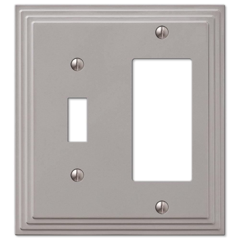 Satin Nickel 2-Gang Metal Wall Plate with Toggle and Rocker