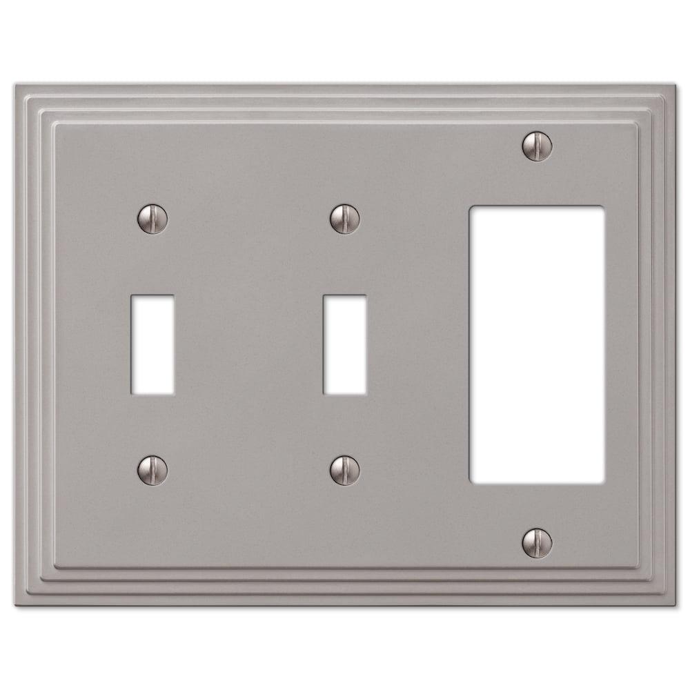 Satin Nickel 3-Gang Metal Wall Plate with Steps Design