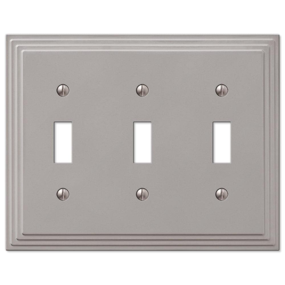 Satin Nickel Triple Toggle Cast Metal Wallplate