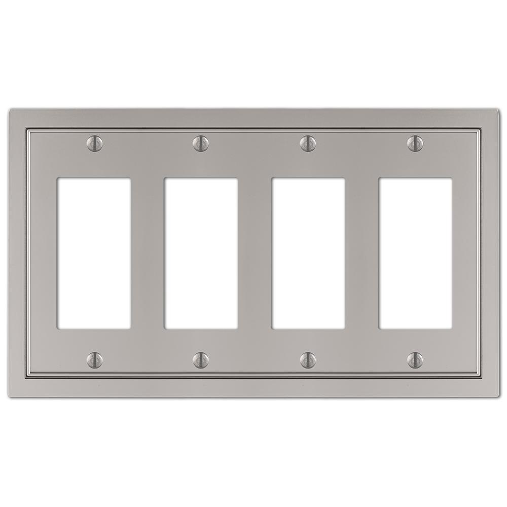 Satin Nickel Quad Rocker Cast Metal Wall Plate