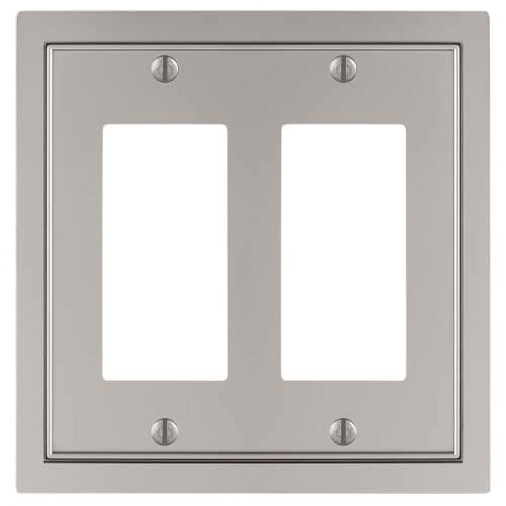 Satin Nickel Double Rocker 2-Gang Metal Wall Plate