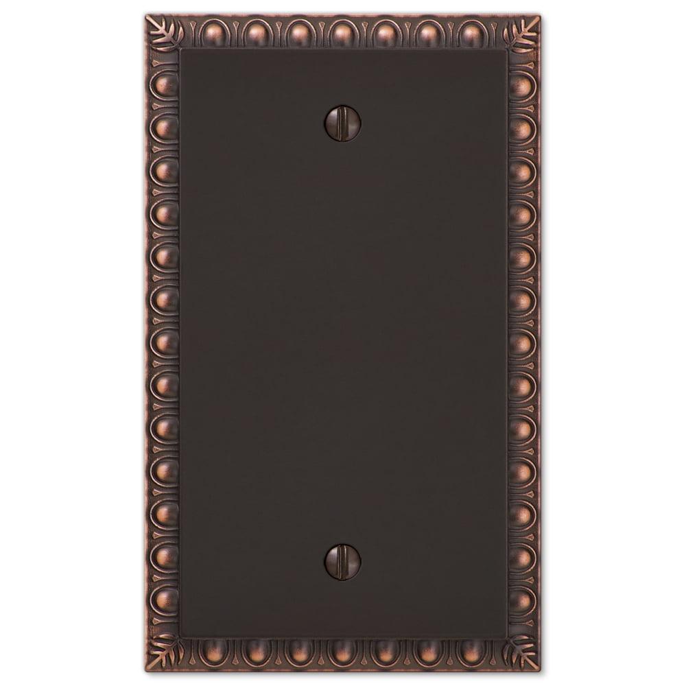 Aged Bronze Cast Metal Single Blank Wallplate