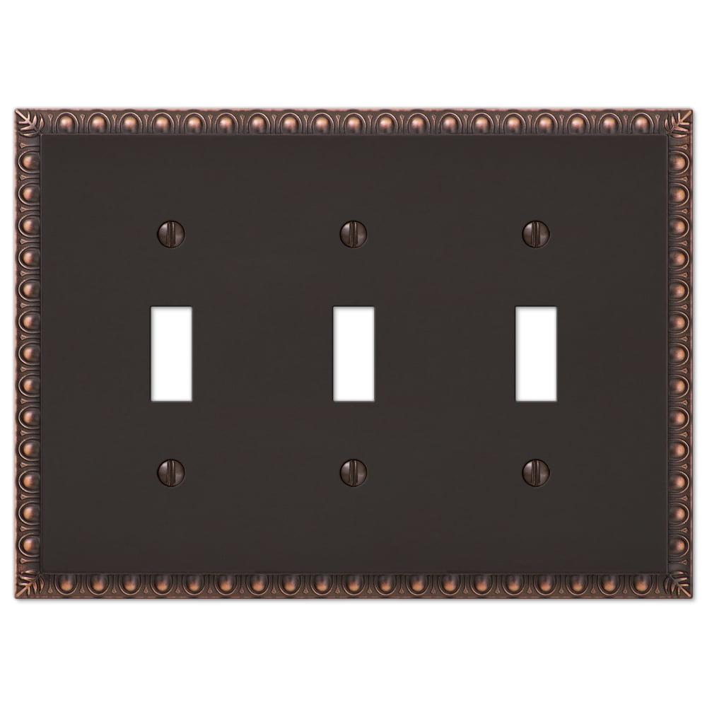 Aged Bronze Triple Toggle Cast Metal Wallplate