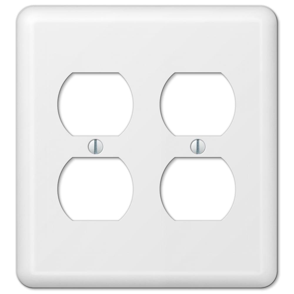 White Steel Double Duplex Wallplate