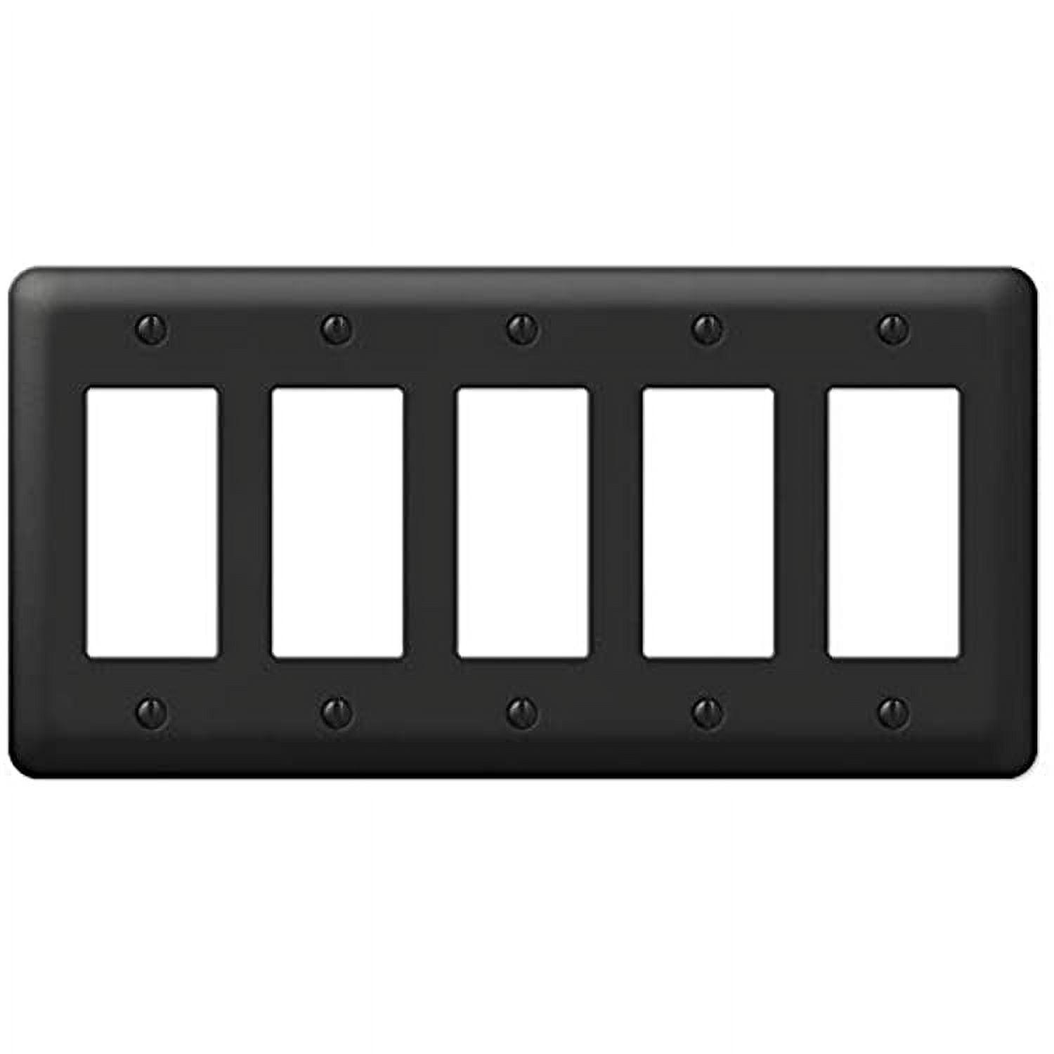 Black Steel 5-Gang Rocker Wall Plate