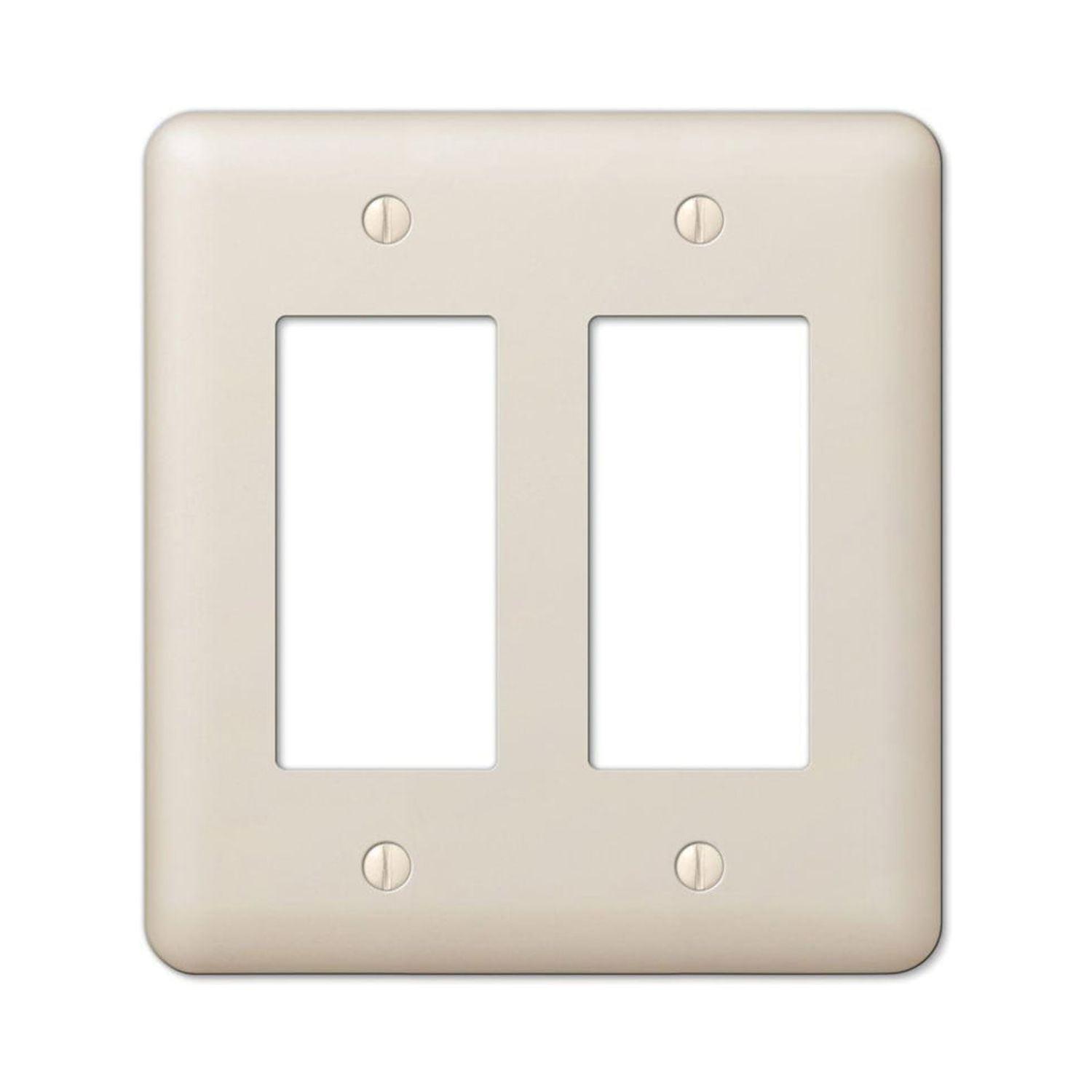 Amerelle Light Almond 2-Gang Stamped Steel Decorator Wall Plate