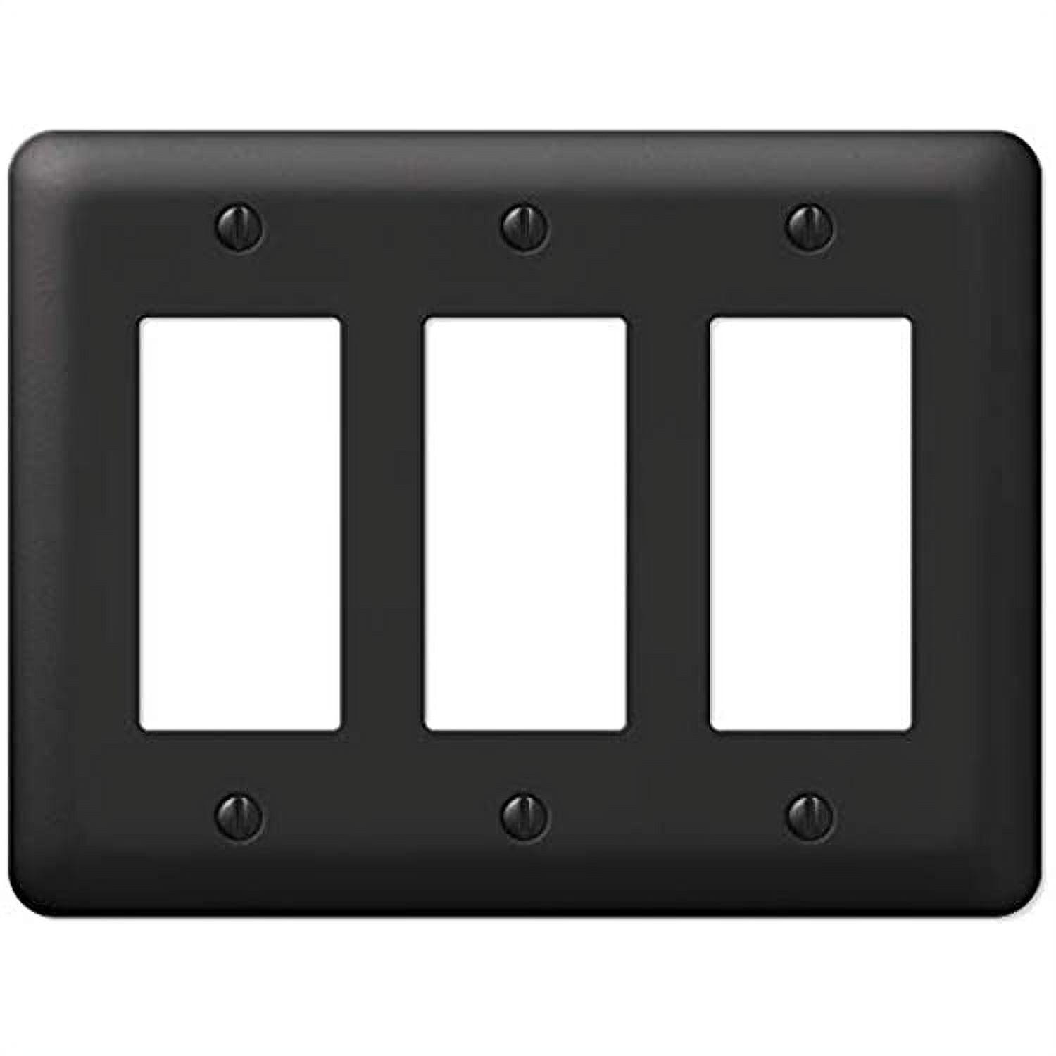 Black Metal 3-Gang Decorator Rocker Wall Plate