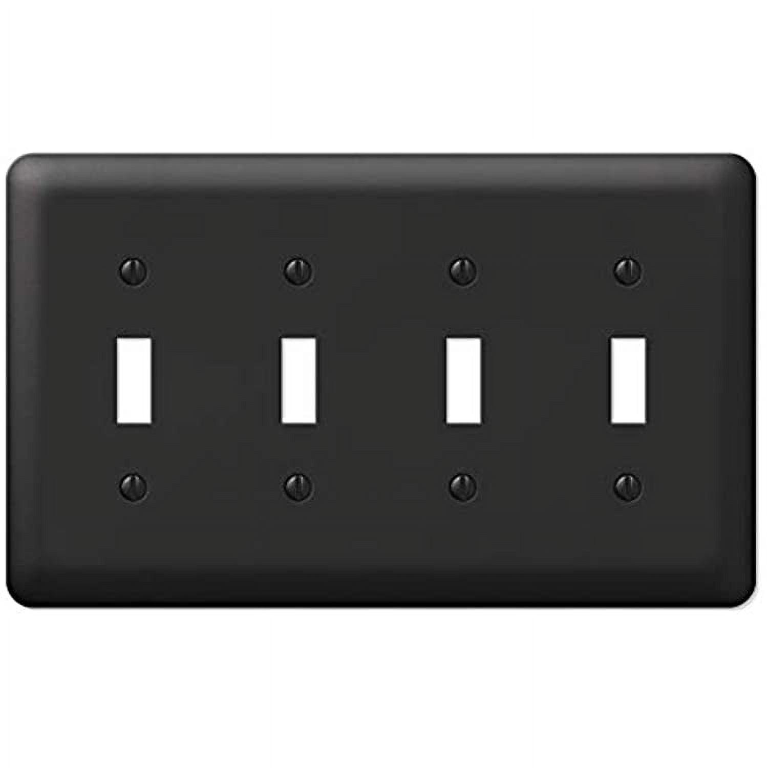 Black Steel Quad Toggle Wall Plate