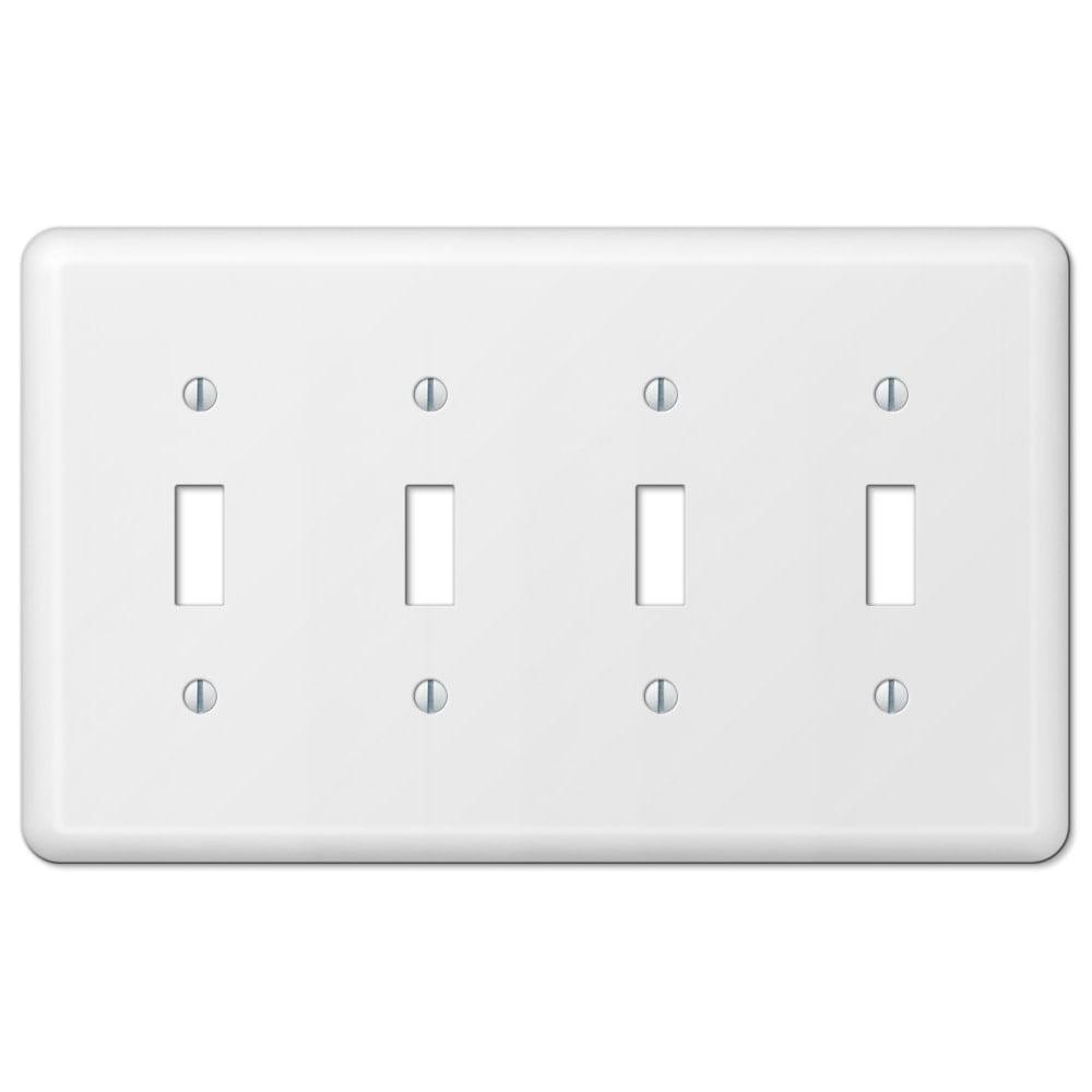 White Steel Quad Toggle Wall Plate