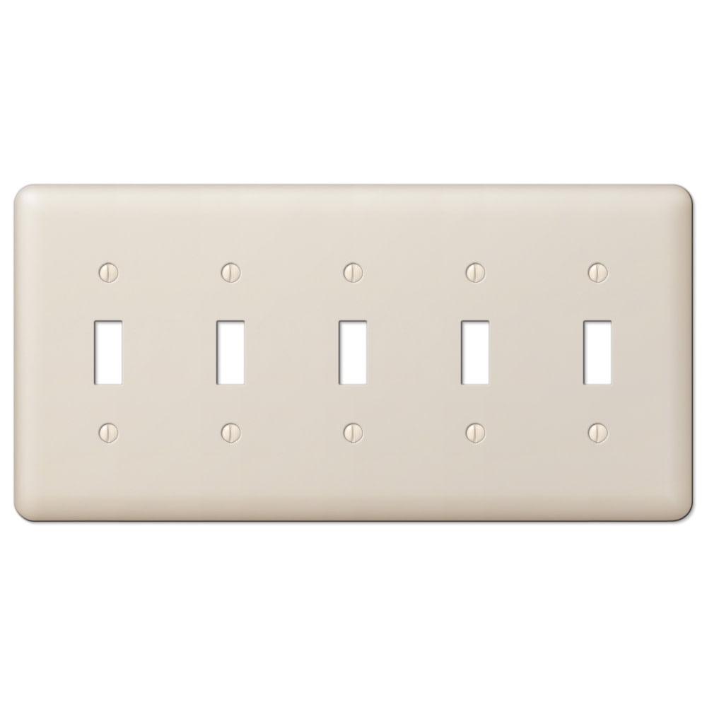 Light Almond Steel 5 Toggle Wall Plate