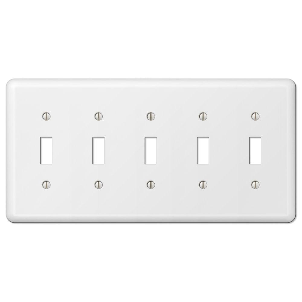 White Steel 5 Toggle Wall Plate Cover