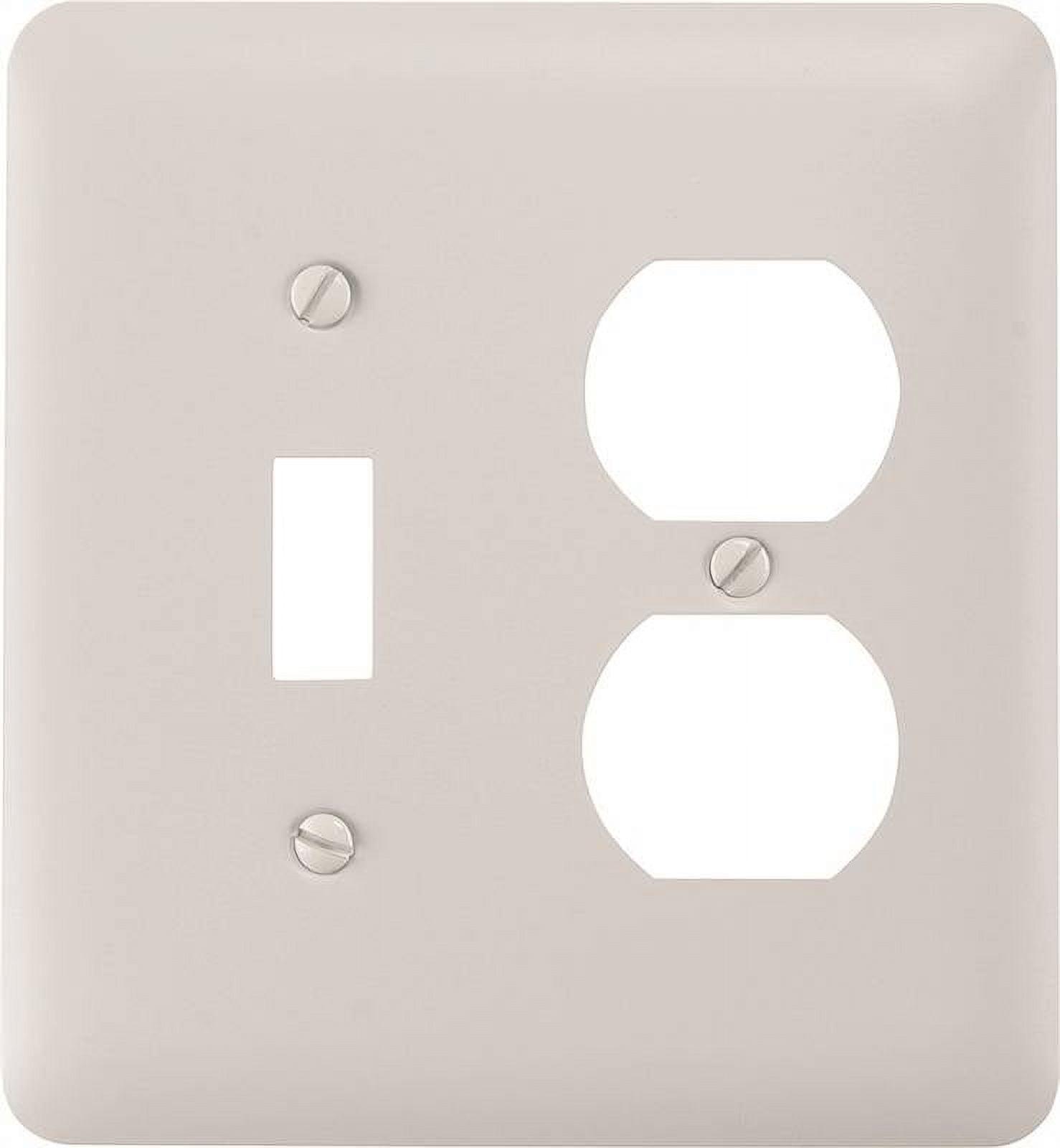 White Steel 2-Gang Toggle and Duplex Wallplate