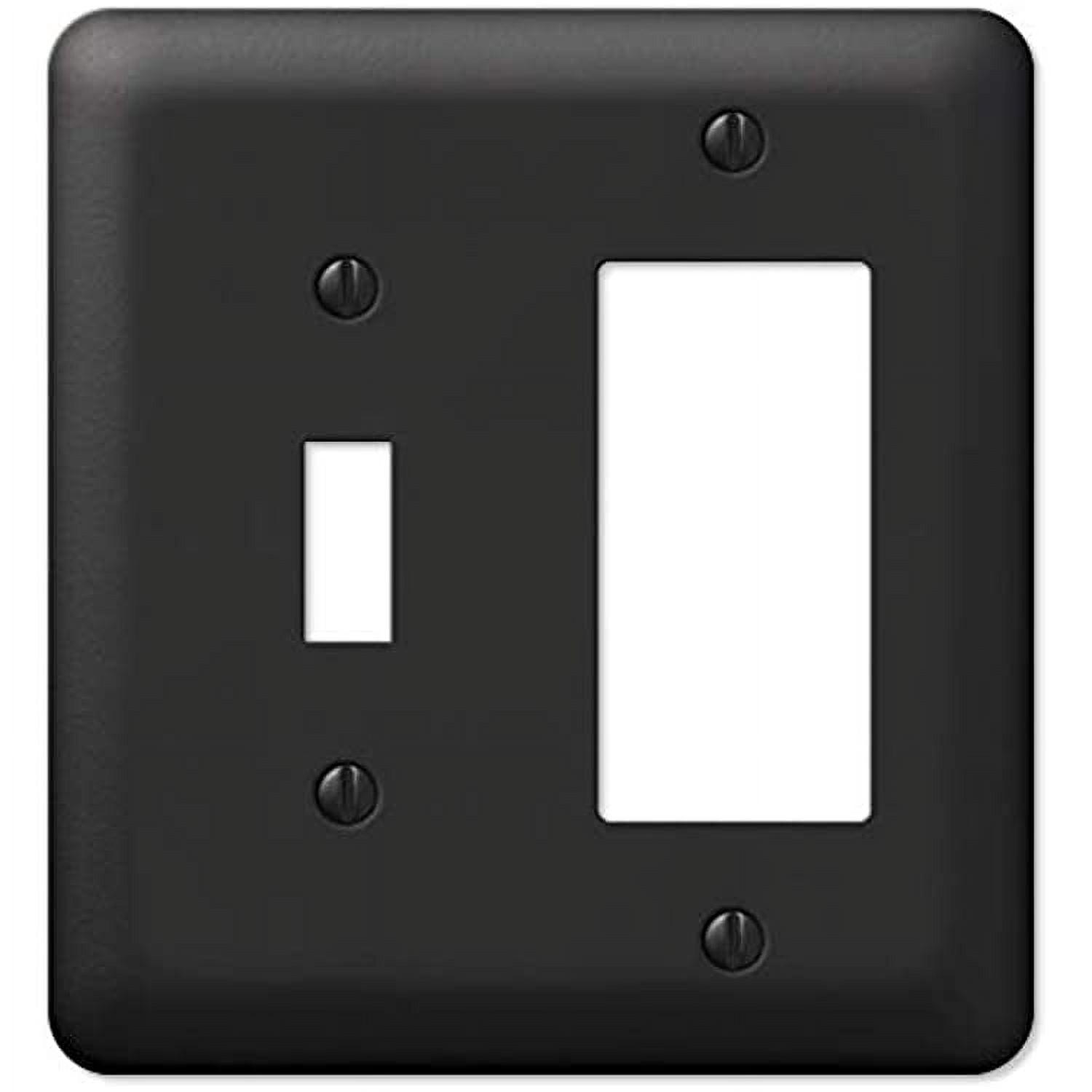 Black Steel 2-Gang 1 Toggle 1 Rocker Wall Plate