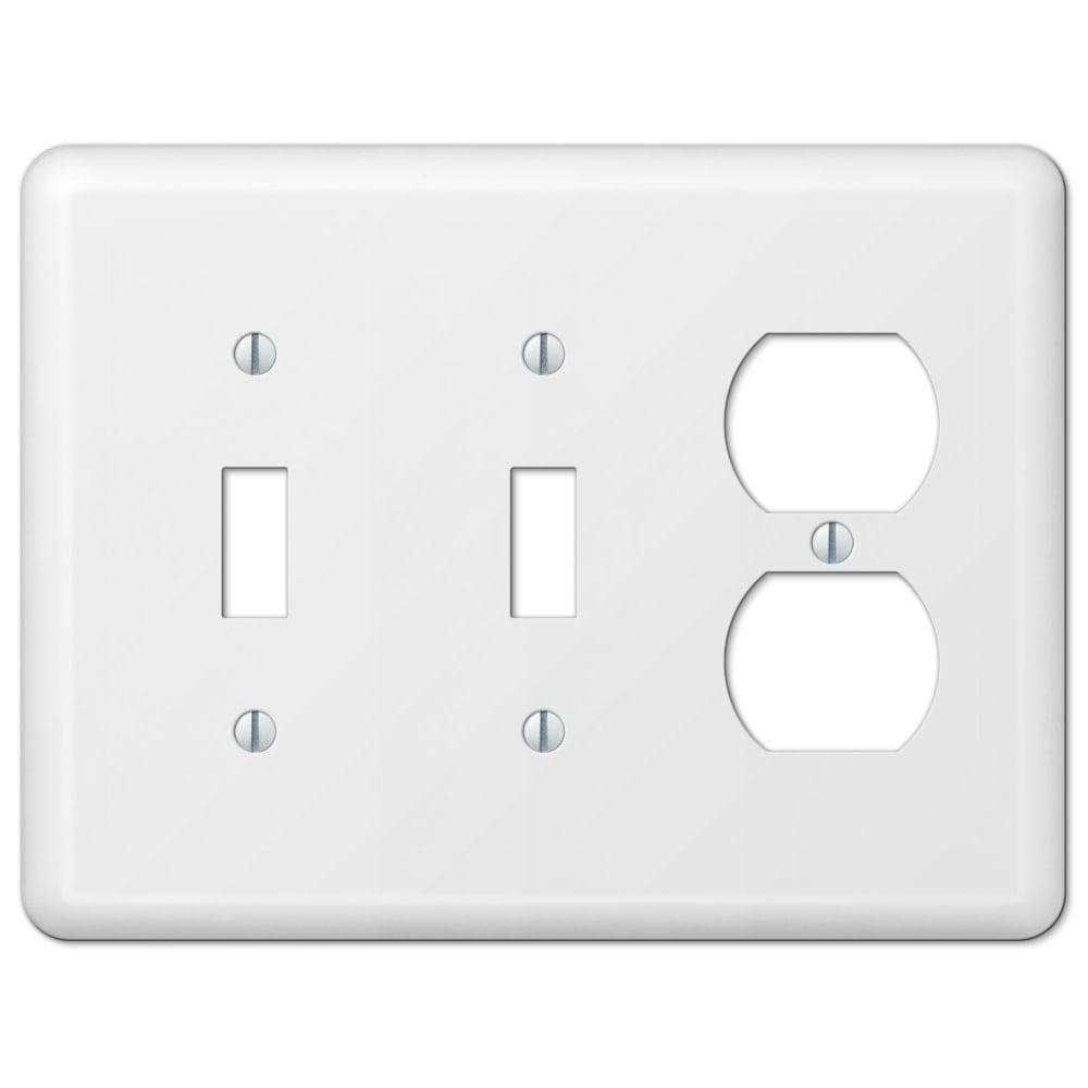 White Steel 3-Gang 2-Toggle 1-Duplex Wall Plate