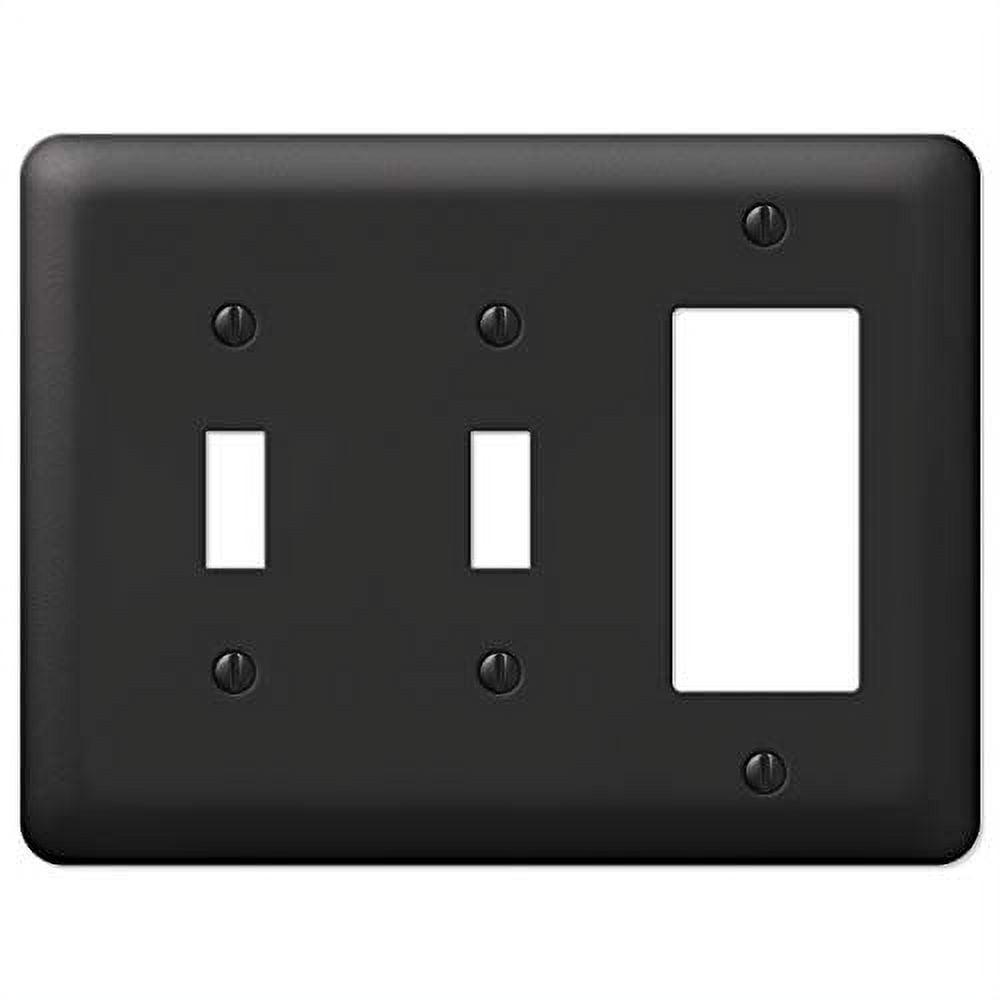 Black Metal 3-Gang Wall Plate with 2 Toggle and 1 Rocker