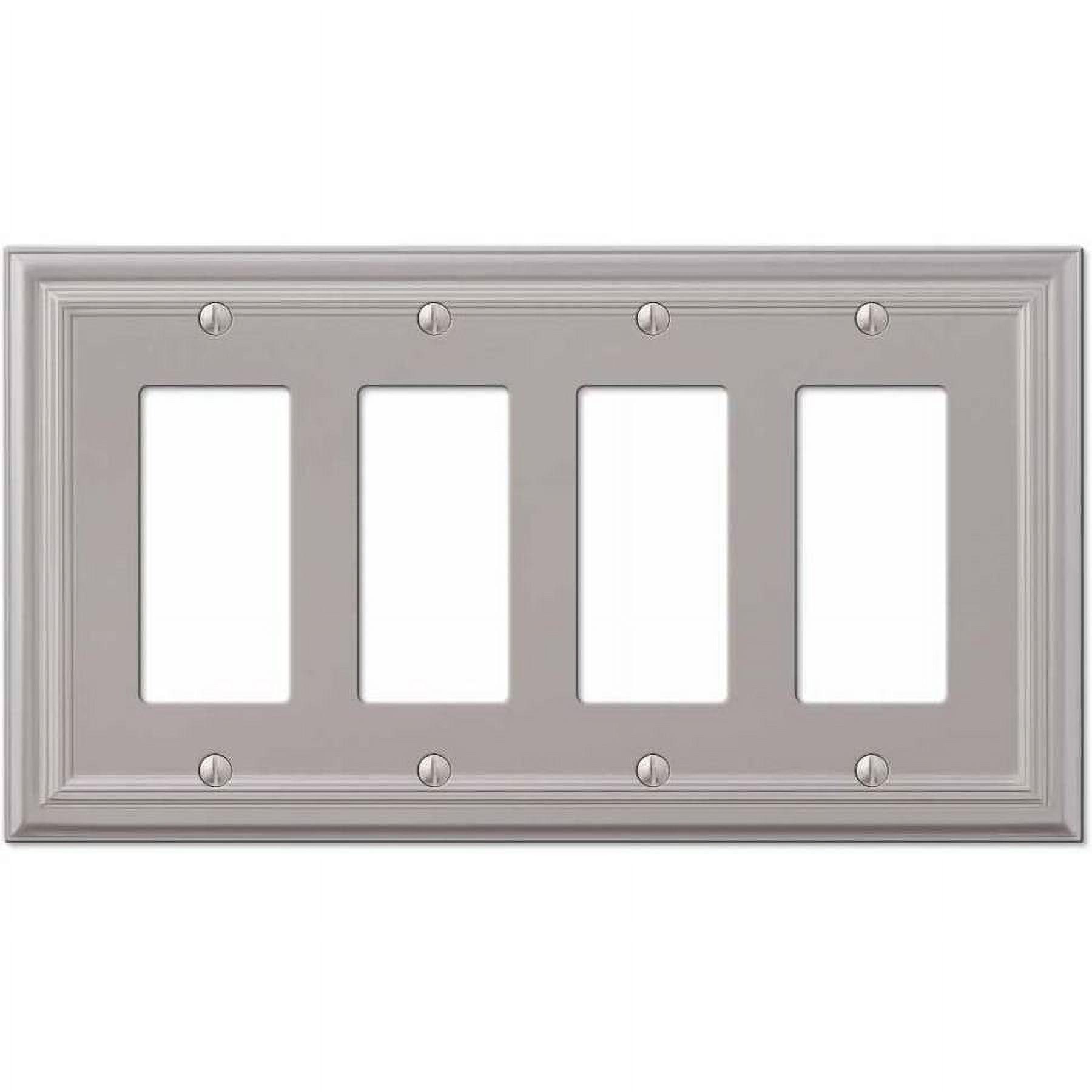 Satin Nickel 4-Gang Decorator Rocker Metal Wall Plate