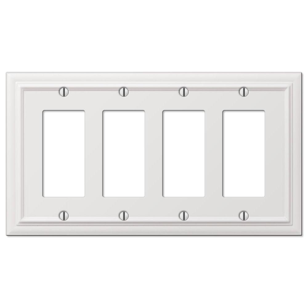 White Cast Metal 4-Gang Rocker Wall Plate