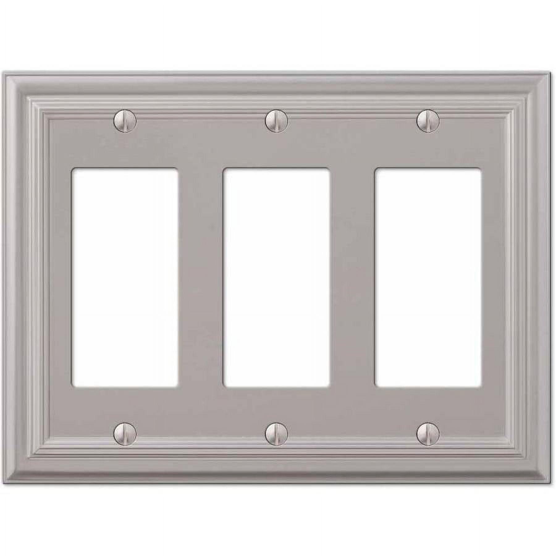 Satin Nickel Triple Rocker Metal Wall Plate