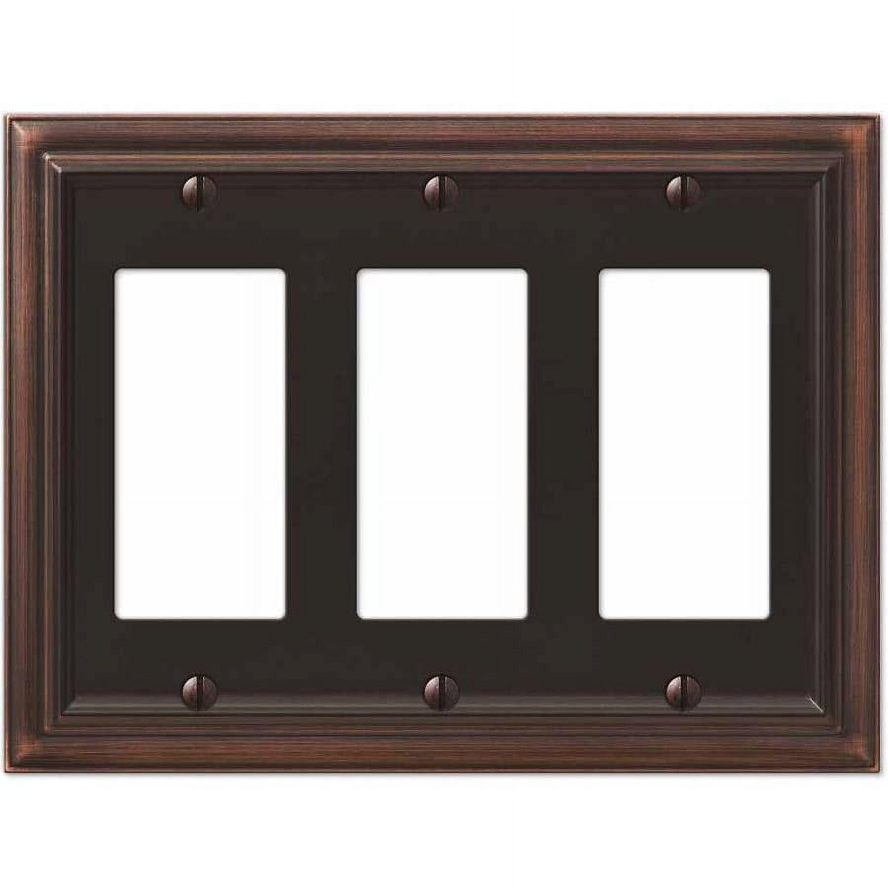 Aged Bronze 3-Gang Smooth Metal Wallplate