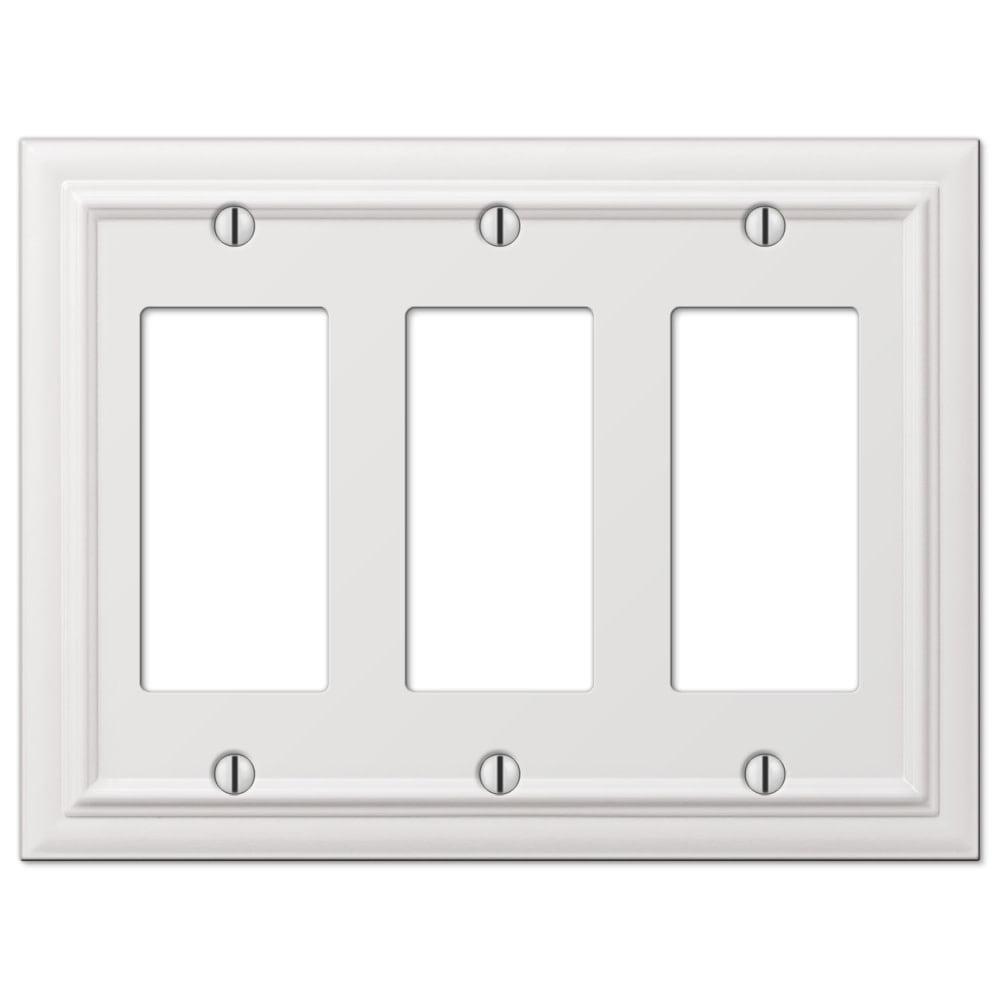 White Cast Metal 3-Gang Rocker Wall Plate