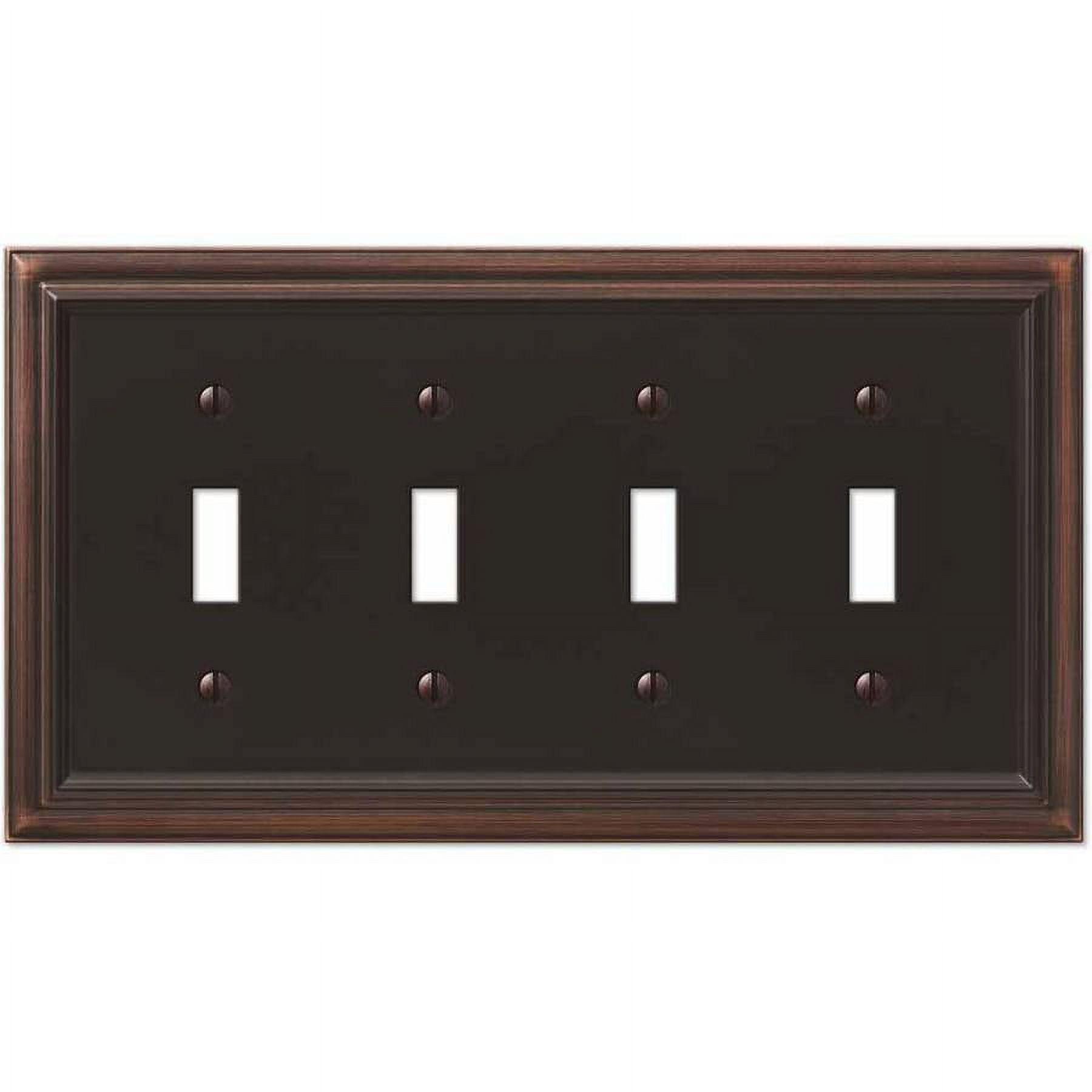 Aged Bronze Quad Toggle Cast Metal Wall Plate