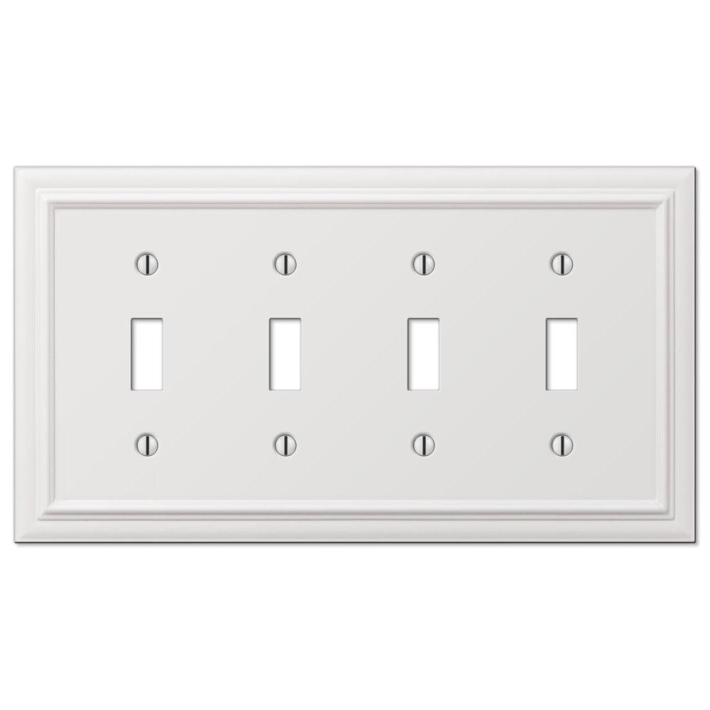 White Cast Metal Quad Toggle Wall Plate