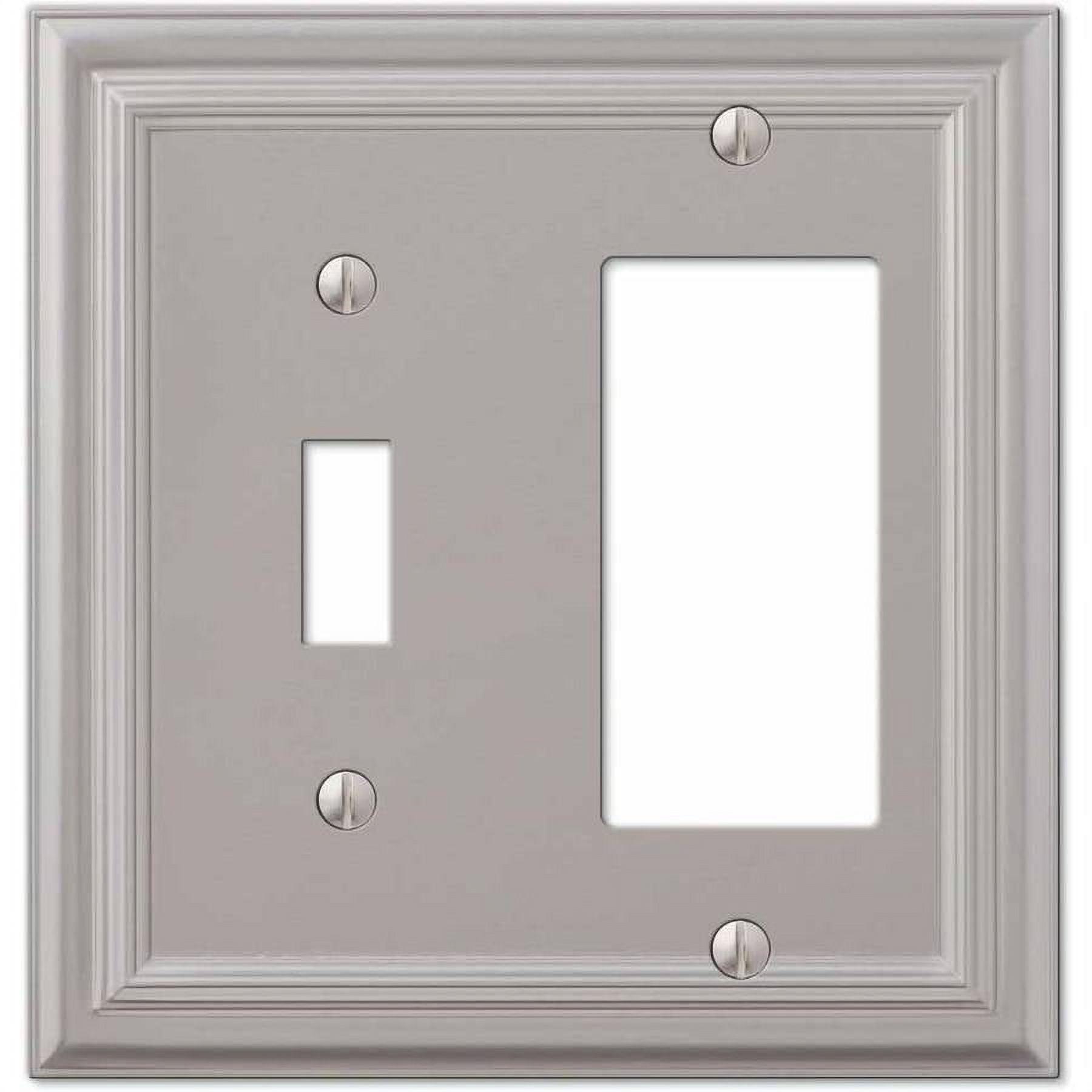 Satin Nickel 2-Gang Metal Wall Plate with Toggle and Rocker