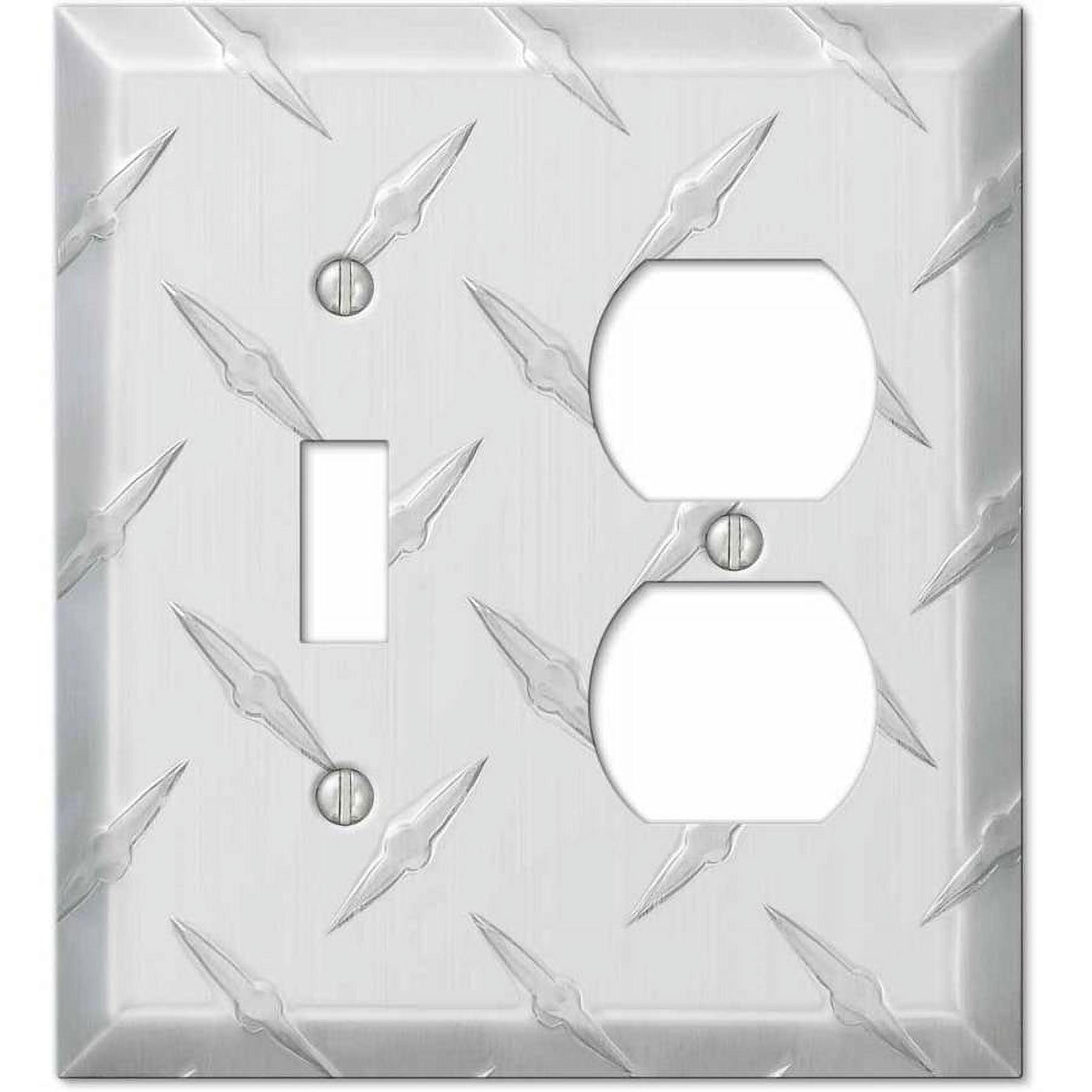 Silver Diamond Plate Aluminum Single Toggle and Duplex Wallplate