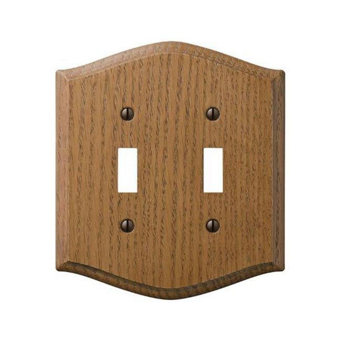 Amerelle Medium Oak 2-Gang Wood Toggle Wall Plate