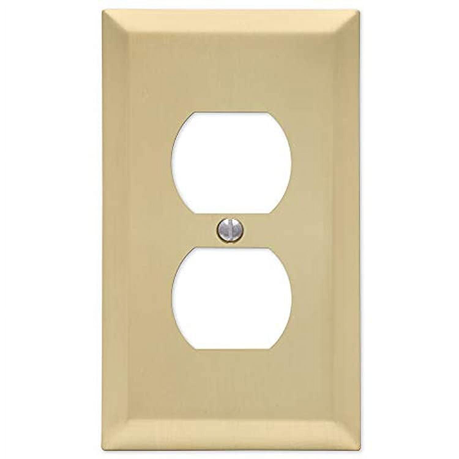 Amerelle Century Satin Brass 1 gang Stamped Steel Duplex Outlet Wall Plate 1 pk