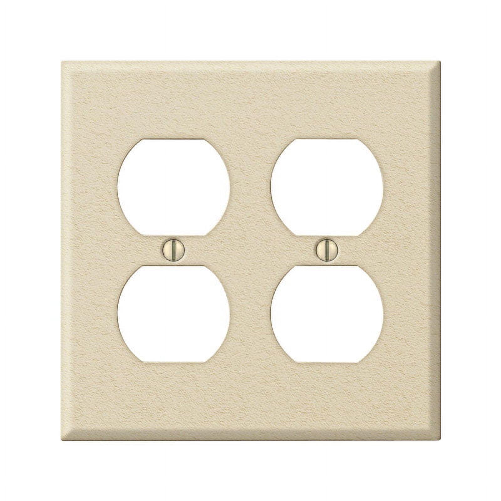 Ivory Wrinkle 2-Gang Stamped Steel Duplex Wall Plate