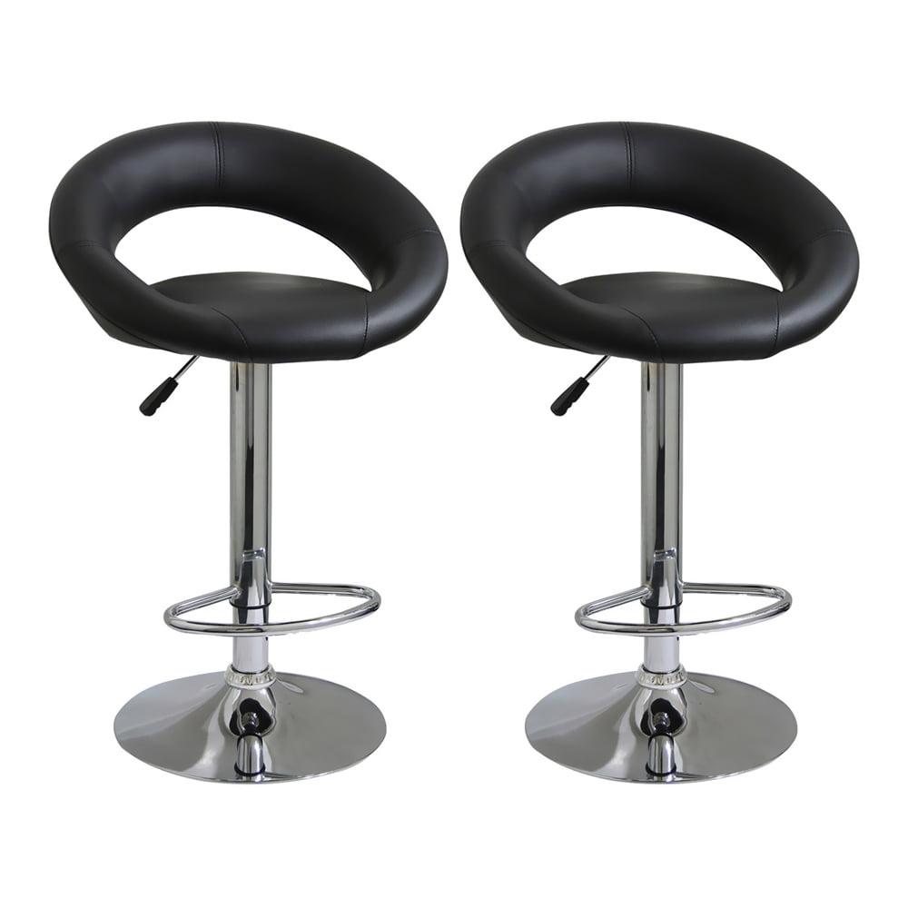 Classic Adjustable Swivel Barstool in Black Leather and Metal