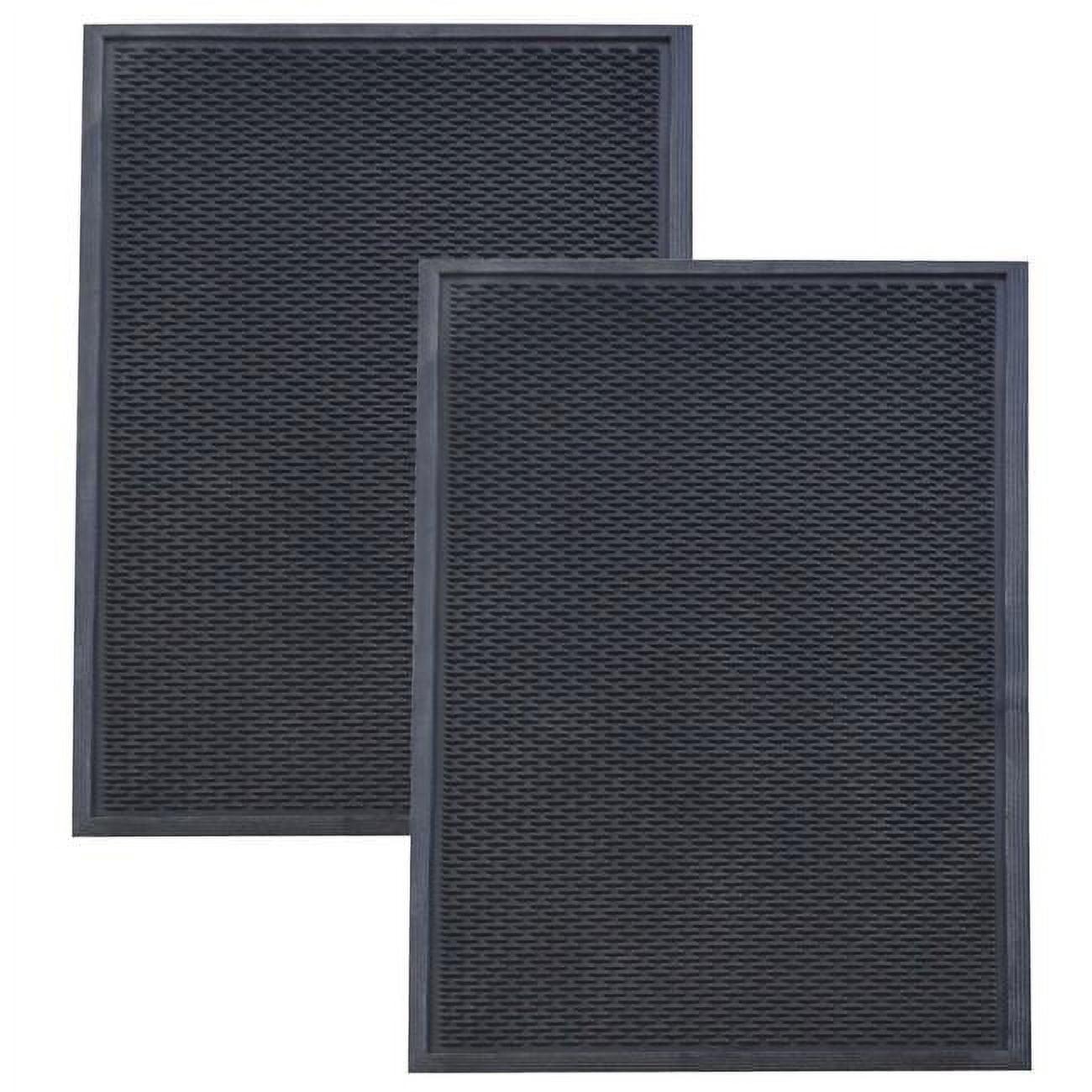 Black 3 x 5 Foot Commercial Slotted Scraper Rubber Mat Set