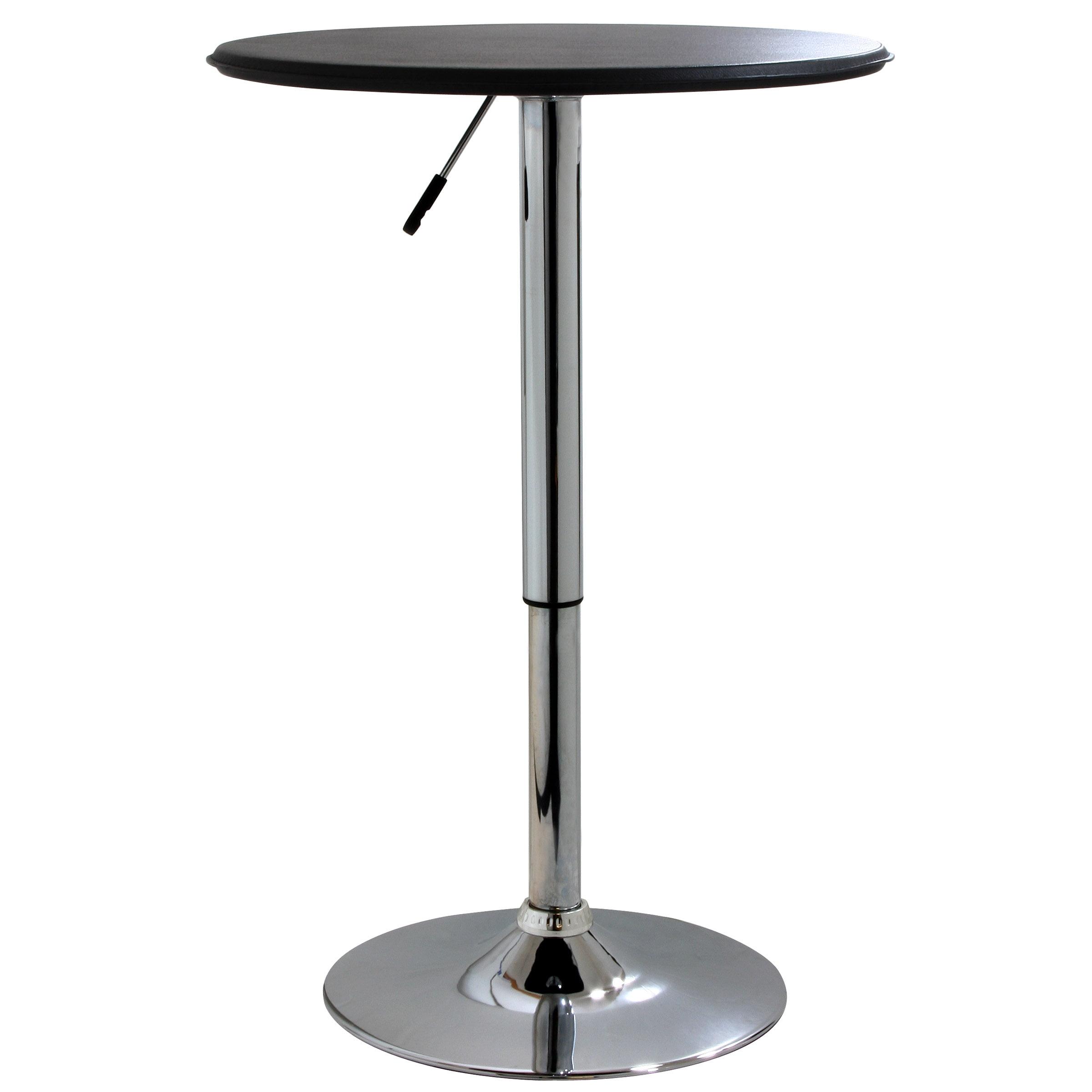 Adjustable Round Counter Height Bar Table with Polished Chrome Base